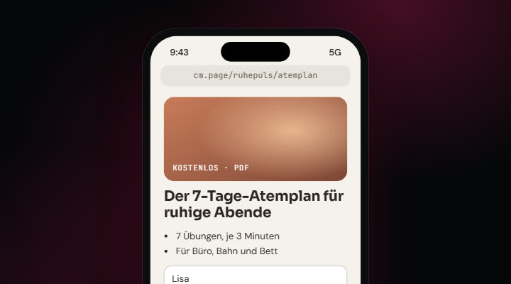 Handy-Bildschirm: Landingpage mit Formular für Name und E-Mail